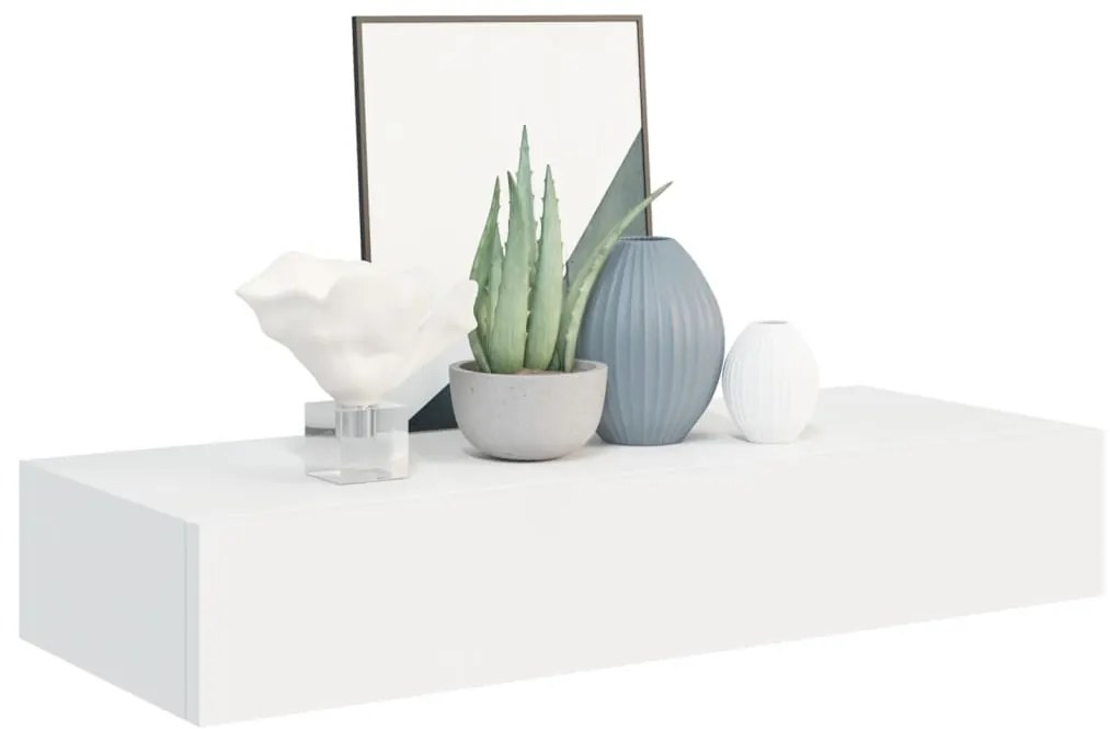 Prateleira de parede com gaveta MDF 60x23,5x10 cm branco