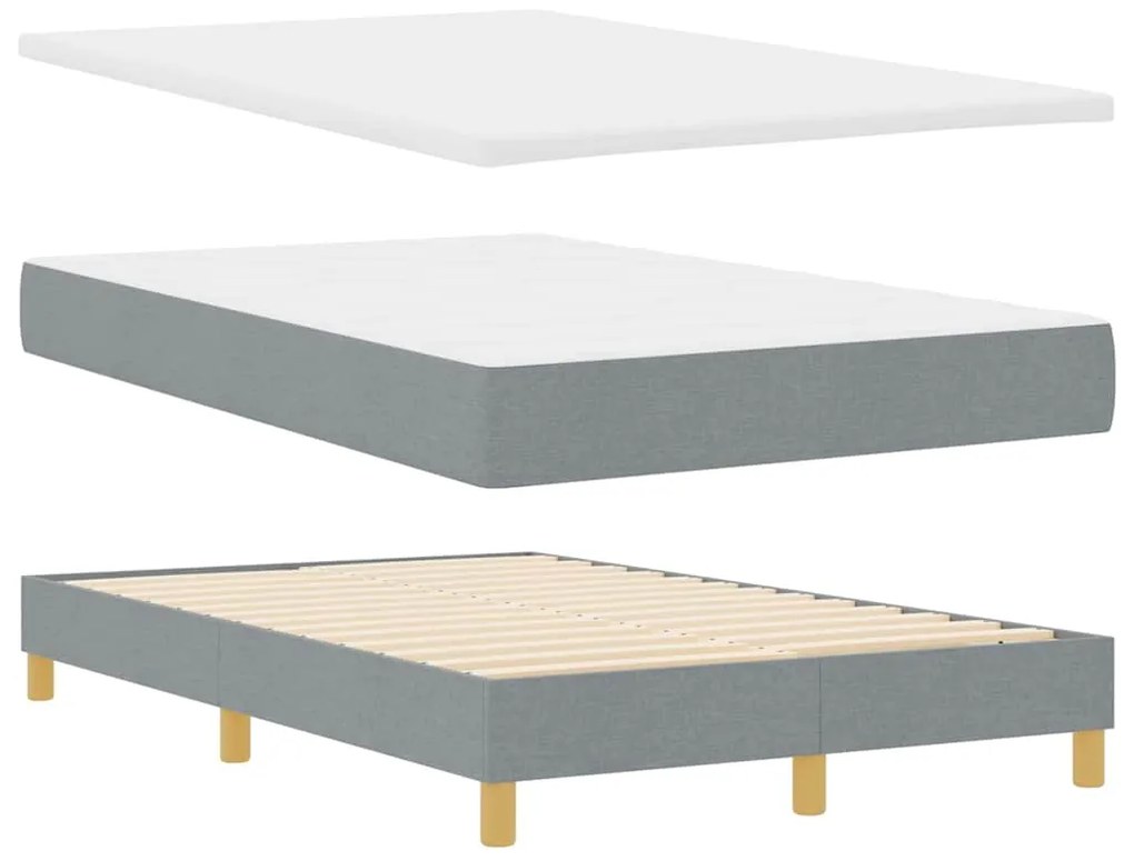 Cama Box com Colchão e LED Cinza Claro 120x200 cm Tecido