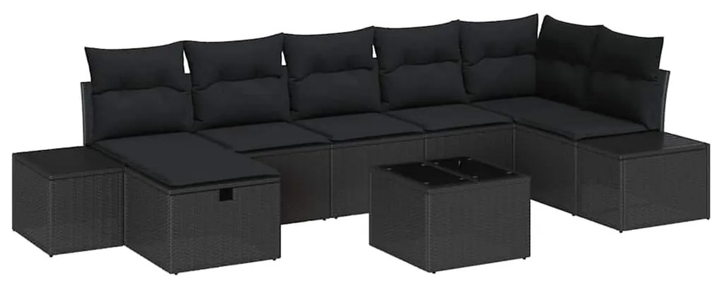 Conjunto de Sofá de Jardim de 8 Peças com Almofadas Preto Rattan Sinté