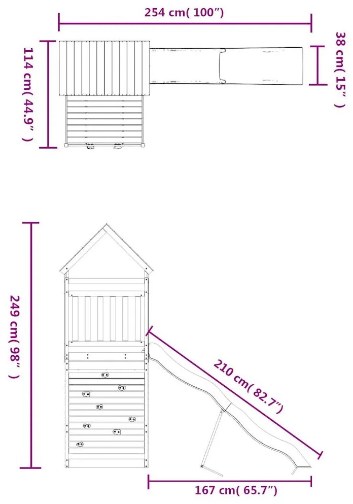 Conjunto de brincar p/ exterior madeira de pinho maciça