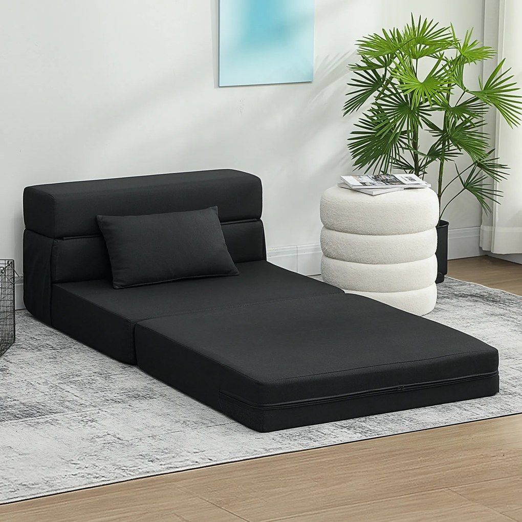 Poltrona chão convertível de 1 lugar, poltrona-cama dobrável, almofada incluída, para convidados, sala de estar, espaços pequenos, capacidade de 120 k