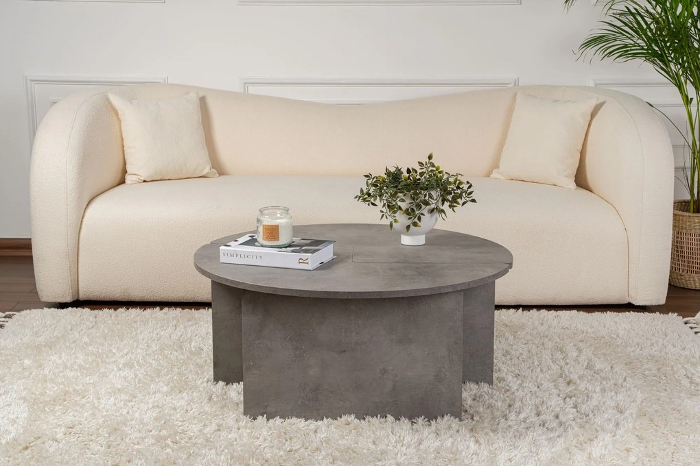 Mesa de Café Moira - Cinza Concreto - Ø90x41 cm