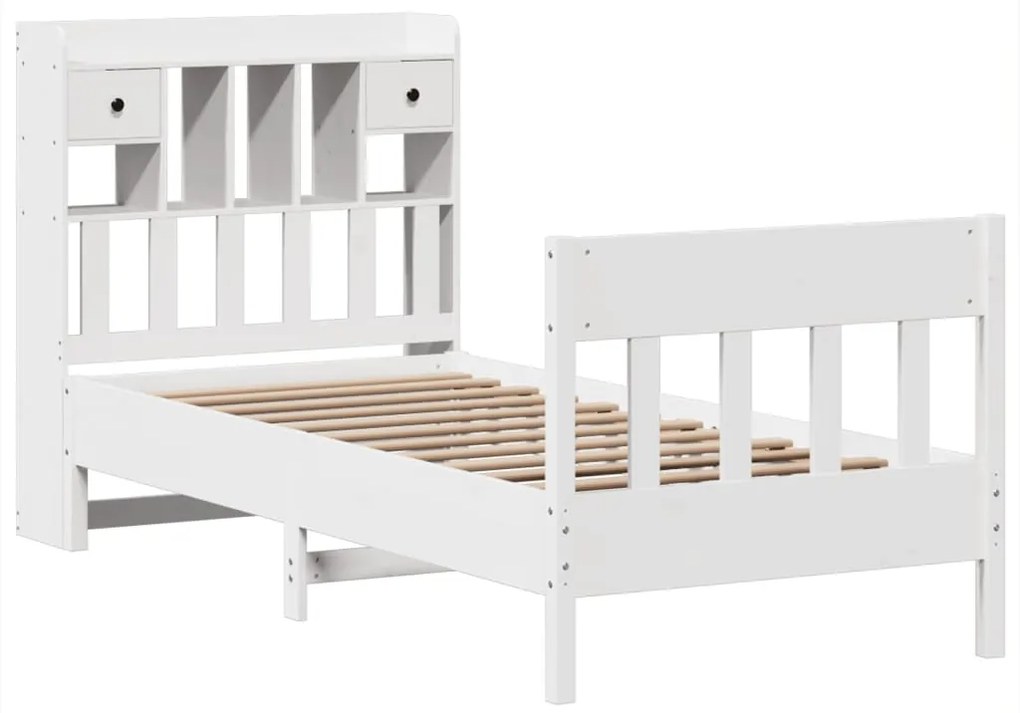 Cama sem colchão 75x190 cm madeira de pinho maciça branco