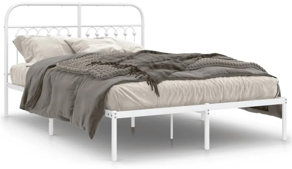 Estrutura de cama com cabeceira 140x200 cm metal branco