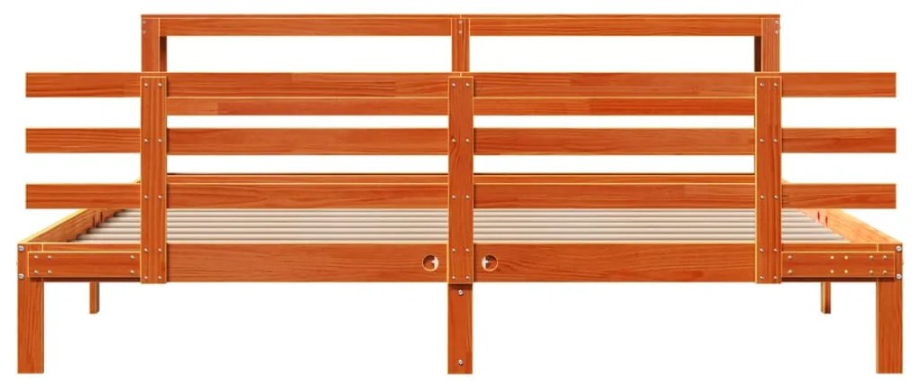 Estrutura cama c/ cabeceira 180x200cm pinho maciço castanho-mel