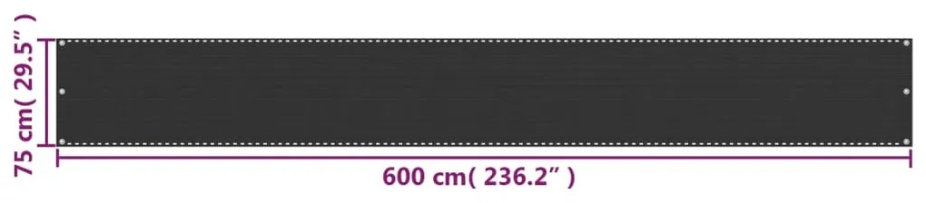 Tela varanda HDPE 75x600 cm antracite