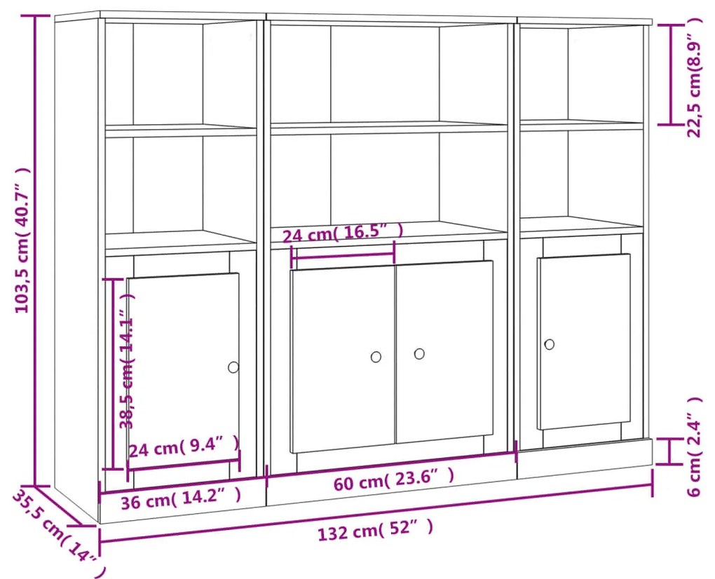 Aparador/Louceiro Pietra de 130 cm - Nogueira - Design Minimalista