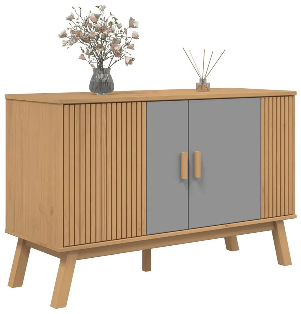 Aparador OLDEN 114x43x73,5 cm pinho maciço cinzento e castanho