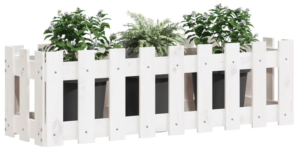 Canteiro elevado design cerca 100x30x30 cm pinho maciço branco