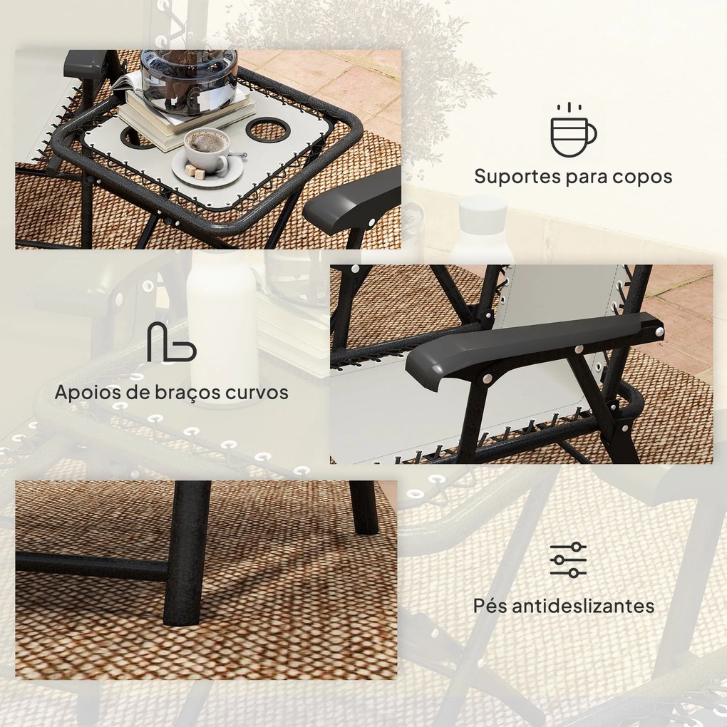 Conjunto de Mesa e Cadeiras de Jardim Móveis de Exterior Dobrável com