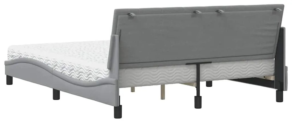 Cama com colchão 160x200 cm tecido cinzento-claro