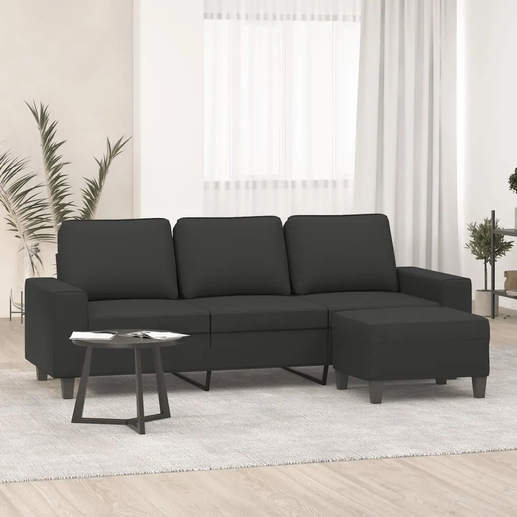 3153535 vidaXL Sofá de 3 lugares c/ apoio de pés 180cm microfibra cinza-escuro