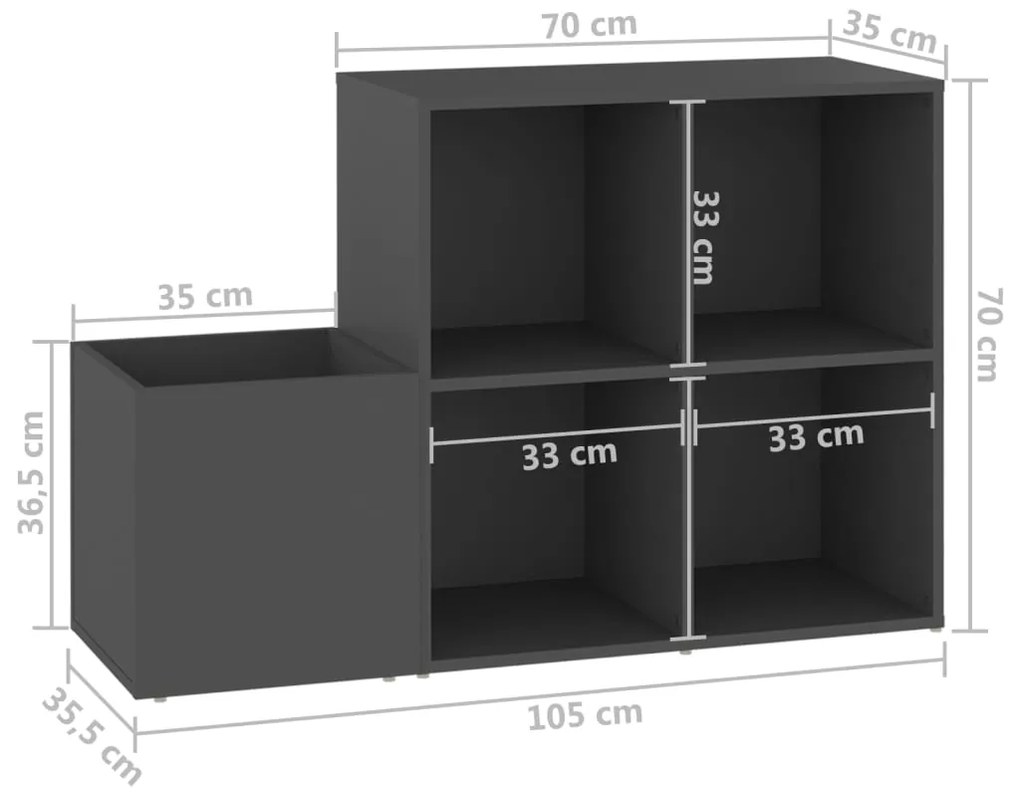 Sapateira de corredor 105x35,5x70 derivados de madeira cinza