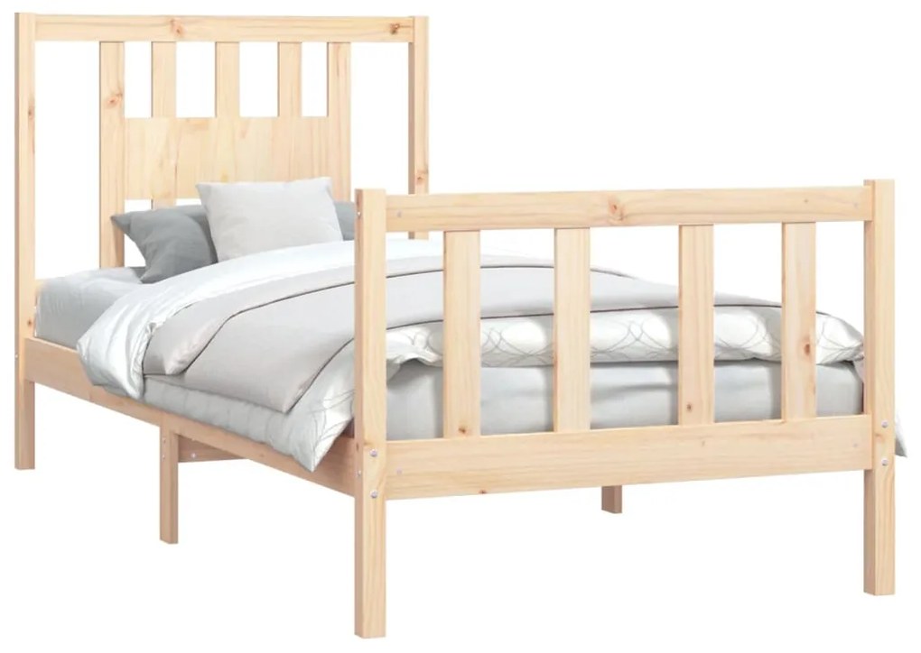 Estrutura de cama com cabeceira 100x200 cm pinho maciço