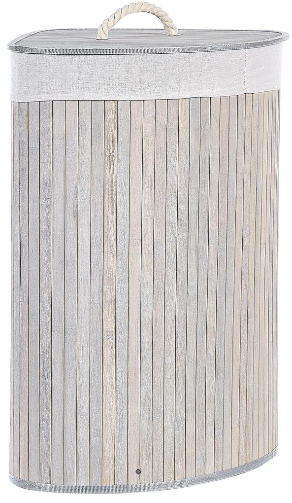 Cesto em madeira de bambu cinzenta clara e branca 60 cm MATARA Beliani