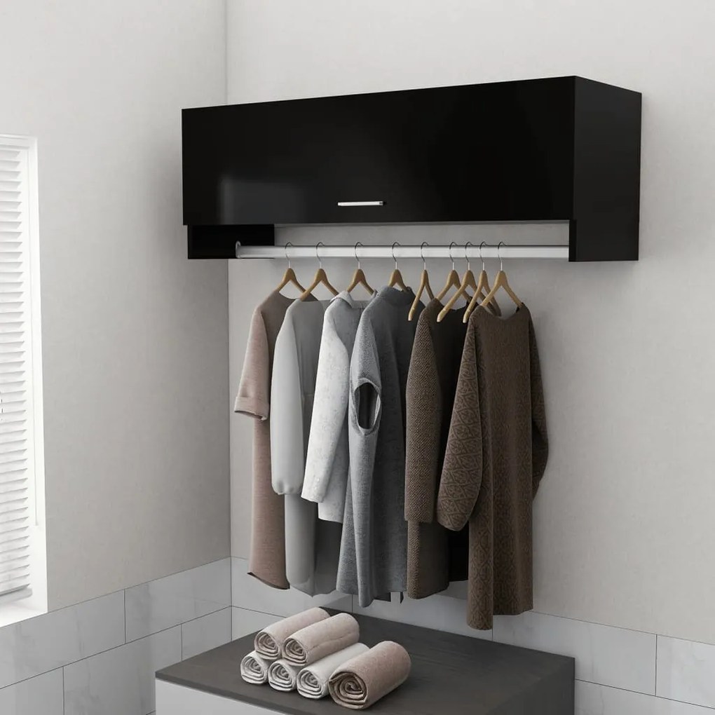808234 vidaXL Roupeiro 100x32,5x35 cm contraplacado preto