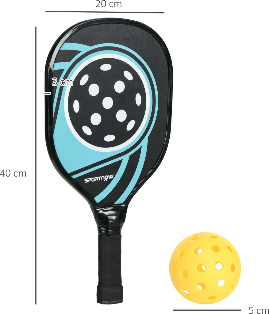 Conjunto de 4 Raquetas de Pickleball, 40 x 20 x 3 cm, em Madeira de Choupo, Azul
