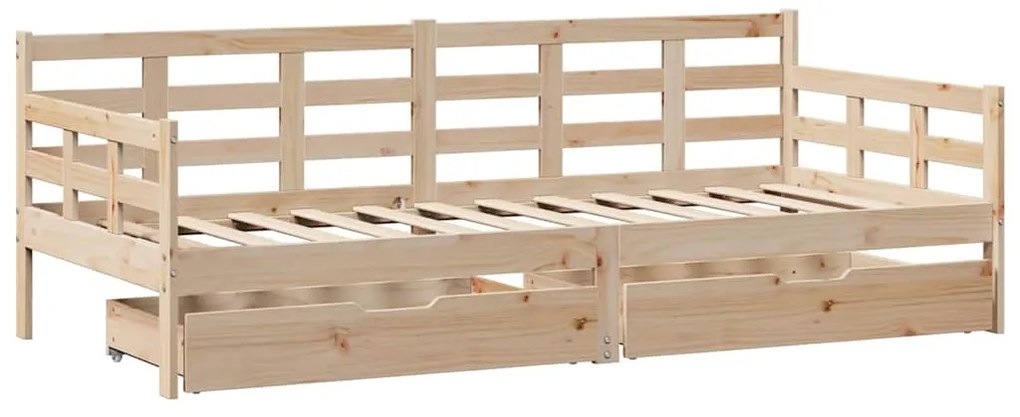 Sofá-cama com gavetas 90x200 cm madeira de pinho maciça