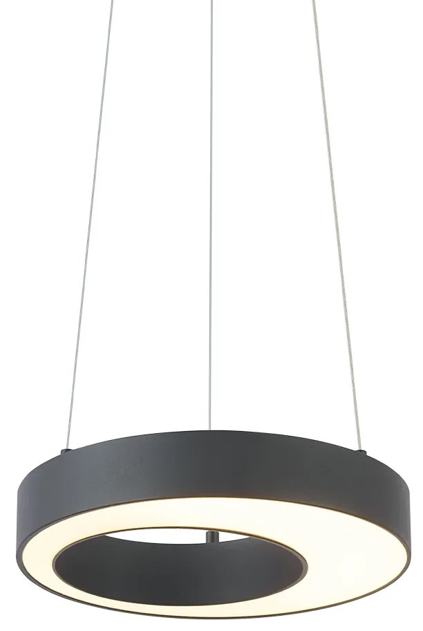 LED Candeeiro suspenso moderno preto 35cm regulável em 3 níveis - Organici Moderno
