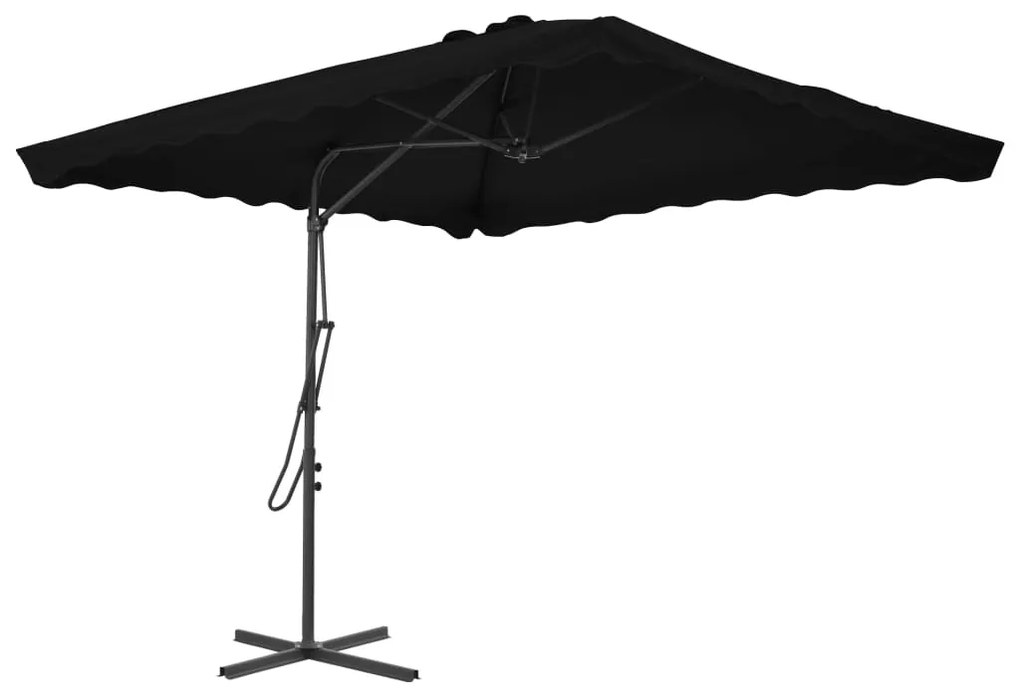 312516 vidaXL Guarda-sol de exterior c/ poste aço 250x250x230 cm preto