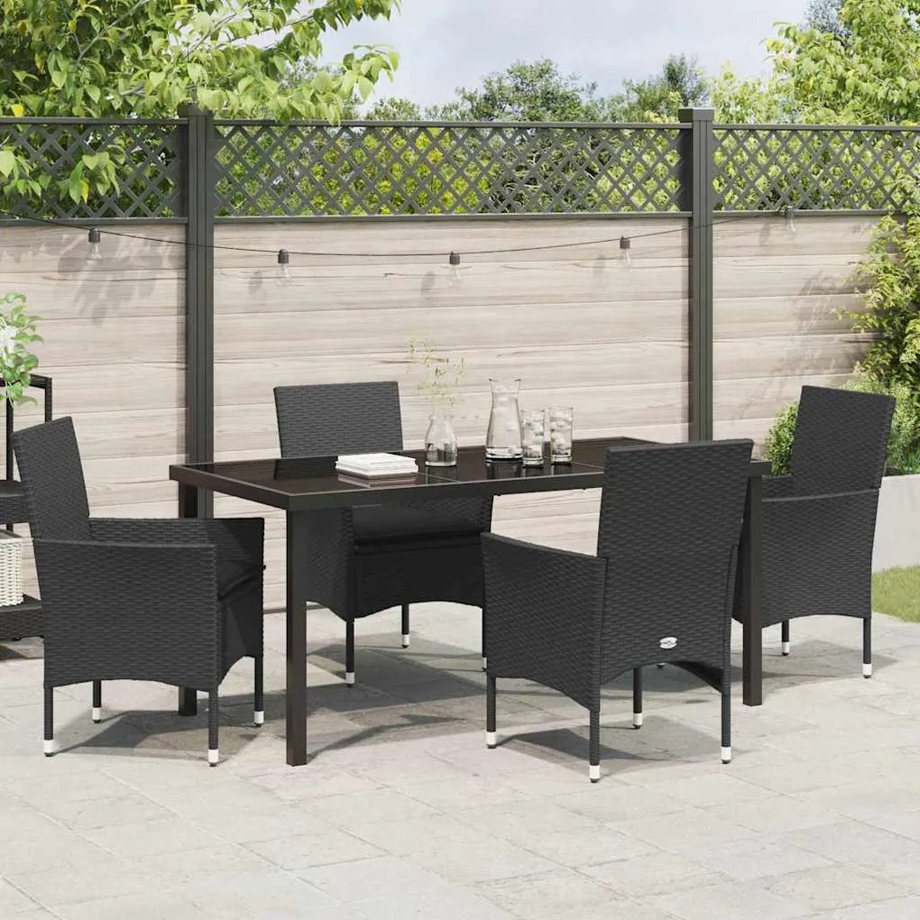 Conjunto de Jantar Jardim 5 Peças com Almofadas em Rattan Sintético Pr