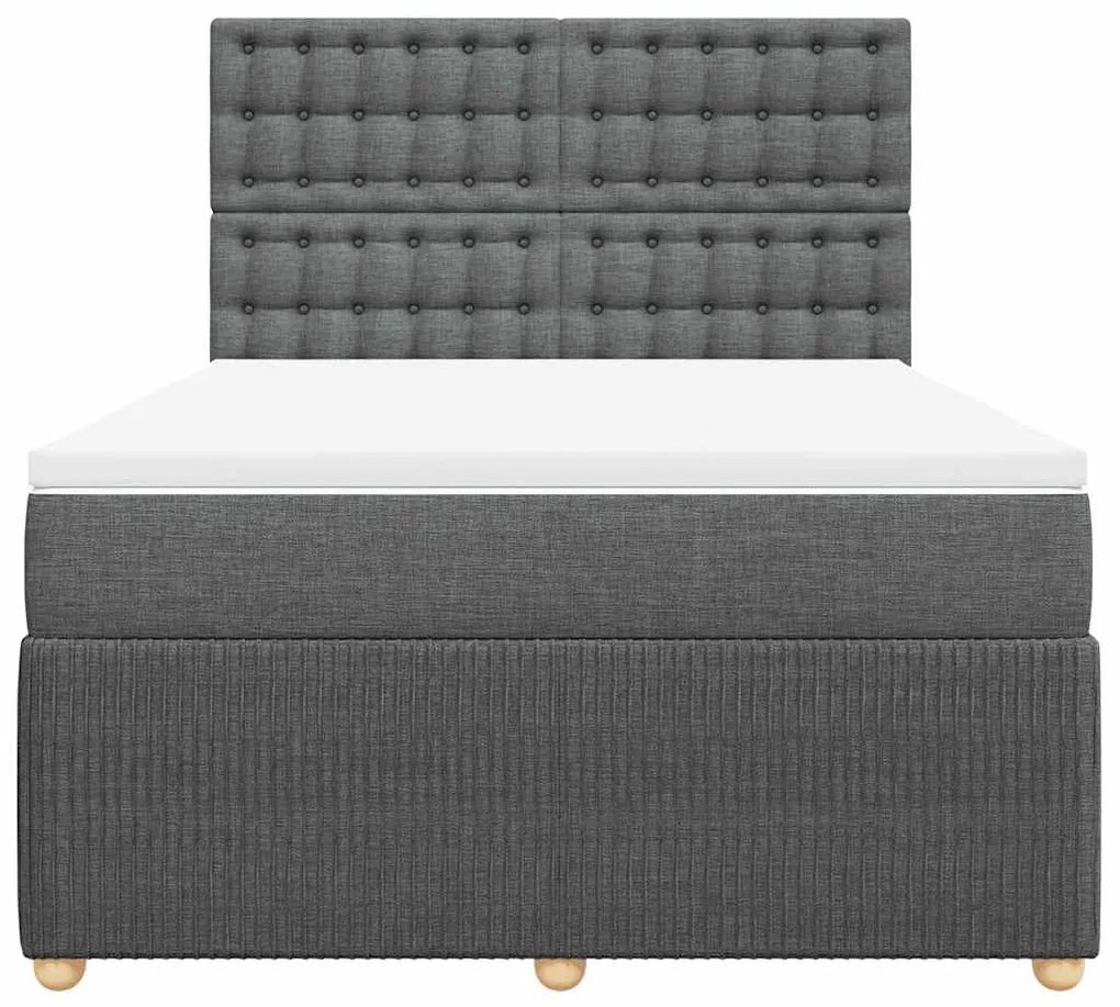 Cama com molas/colchão 140x200 cm tecido cinzento-escuro