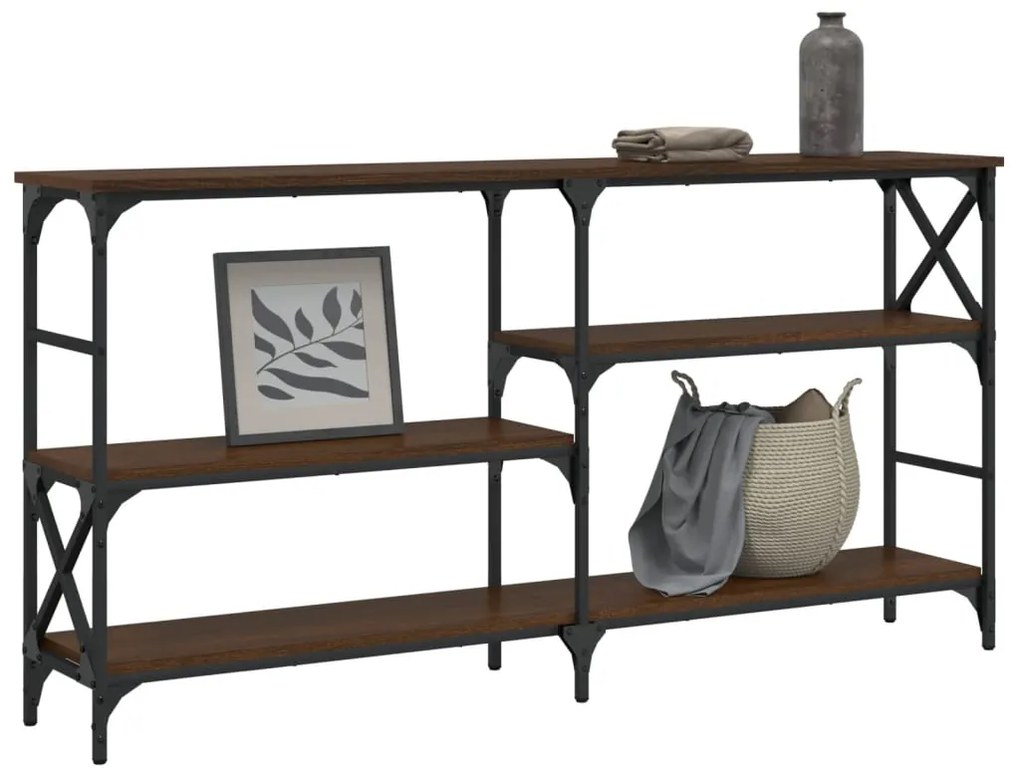 Mesa consola 150x29x76,5 cm derivados madeira carvalho castanho