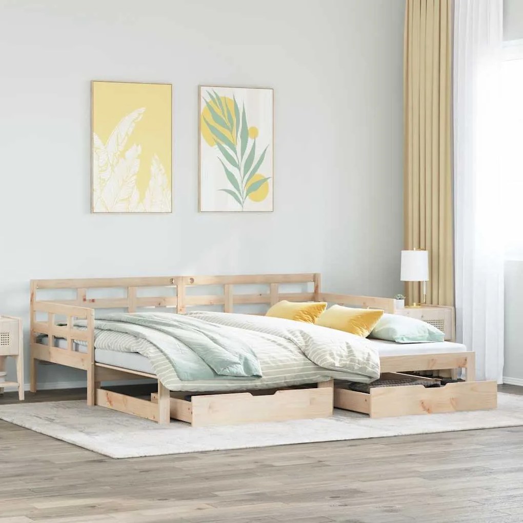 Sofá-cama com gavetão e gavetas sem colchão 90x200 cm
