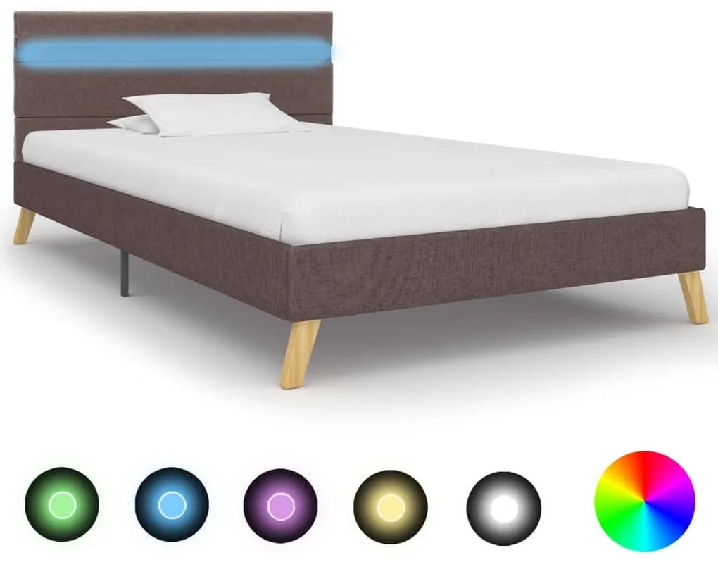 284865 vidaXL Estrutura cama com LEDs 100x200 cm tecido cinzento-acastanhado