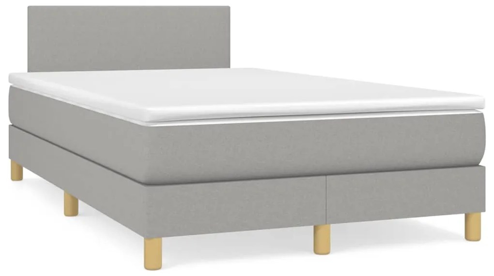 Cama box spring c/ colchão e LED 120x190 cm tecido cinza-claro