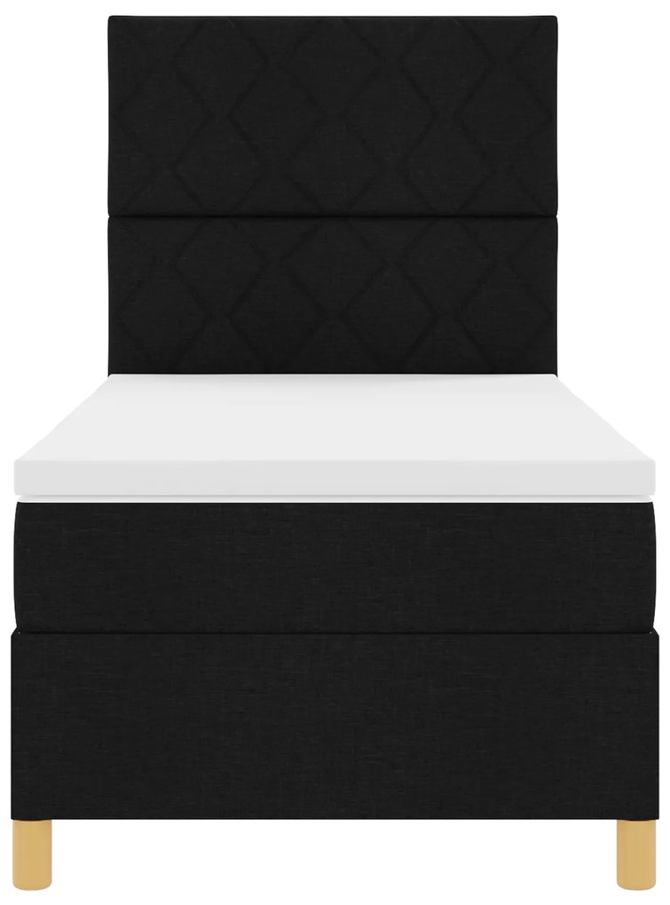 Cama Box Spring com Colchão & LED Preto 90x200 cm Tecido