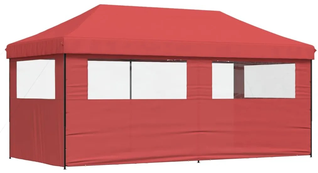 Tenda para festas pop-up dobrável com 3 paredes laterais bordô