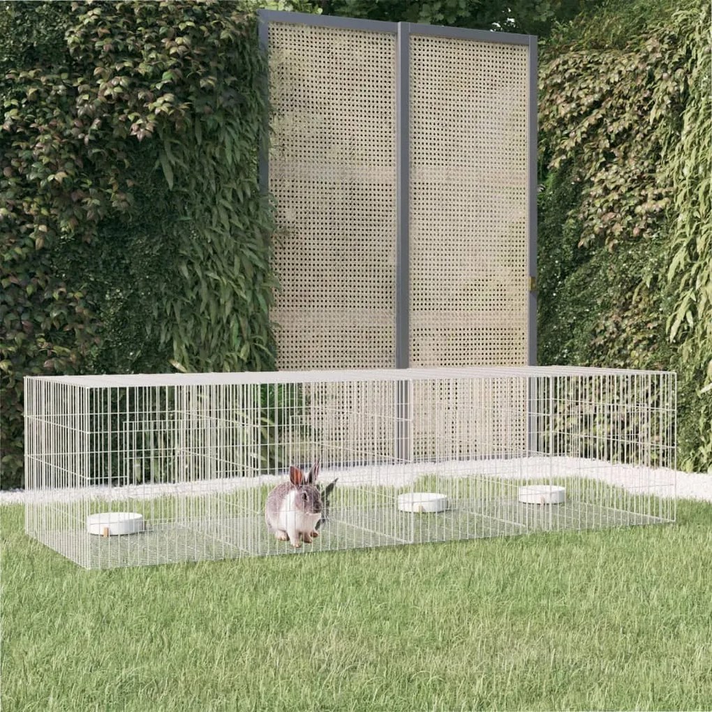 vidaXL Coelheira de 4 painéis 217x79x54 cm ferro galvanizado