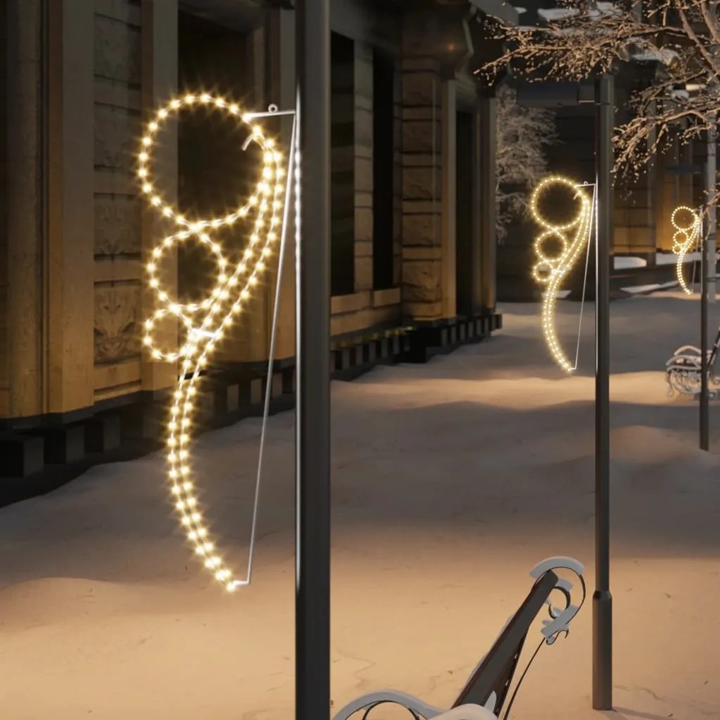 343319 vidaXL Cordão de iluminação em bola 2 pcs 111,5x35x4,5cm branco quente
