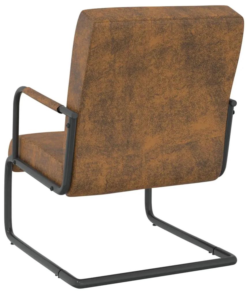 Cadeira cantilever tecido castanho