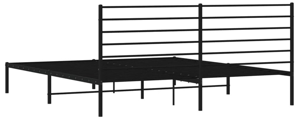 Estrutura de cama com cabeceira 200x200 cm metal preto