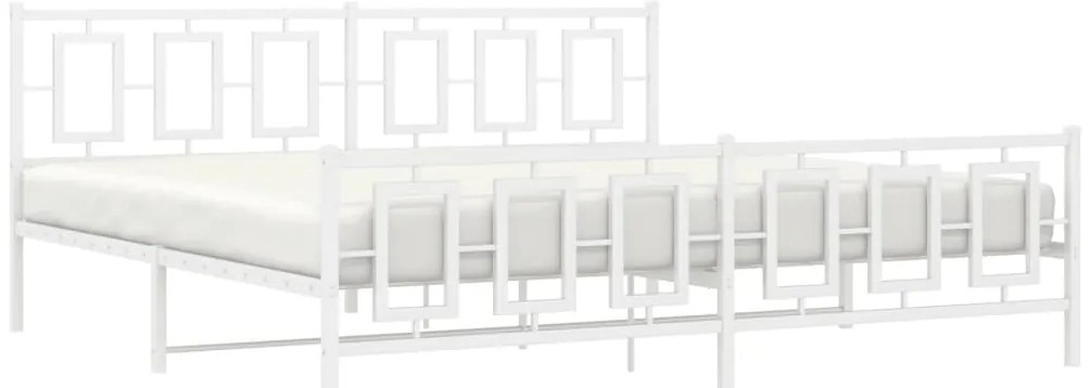 Estrutura de cama com cabeceira e pés 193x203 cm metal branco