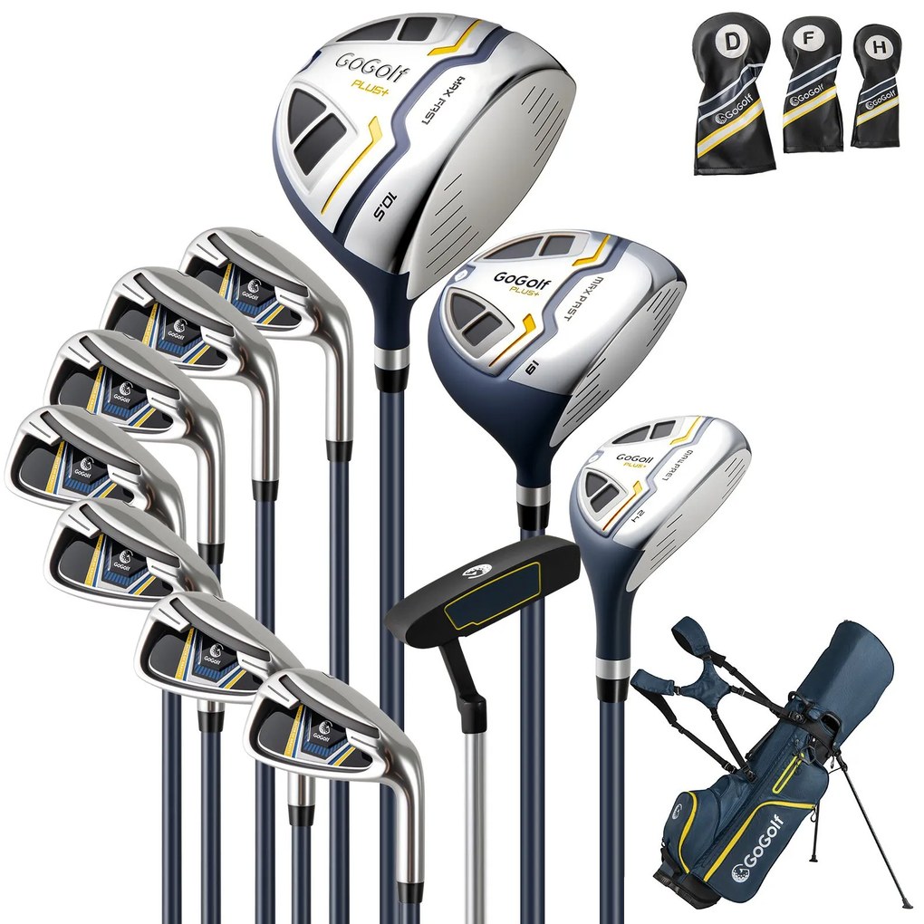 Conjunto completo de equipamentos de golfe de 15 peças para iniciantes e profissionais - Azul
