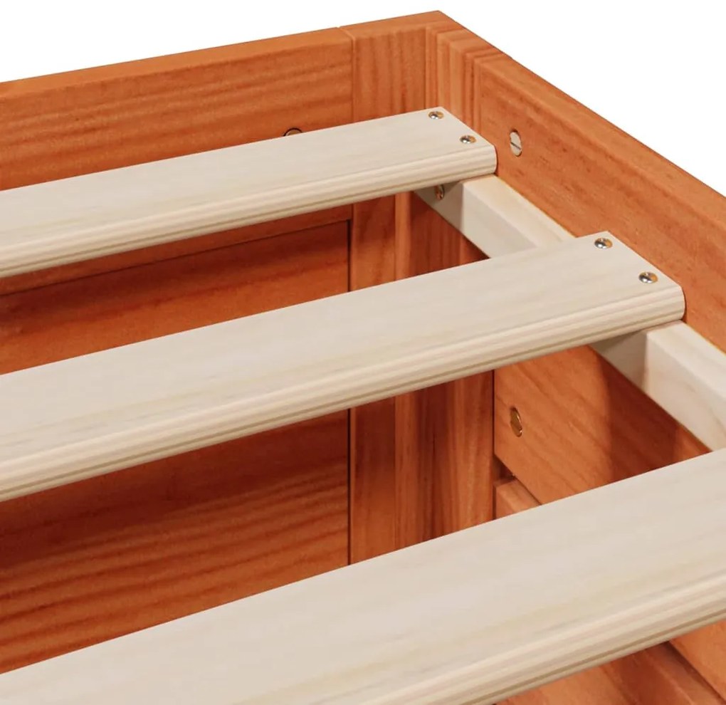 Cama sem colchão com gavetas pinho maciço castanho-mel
