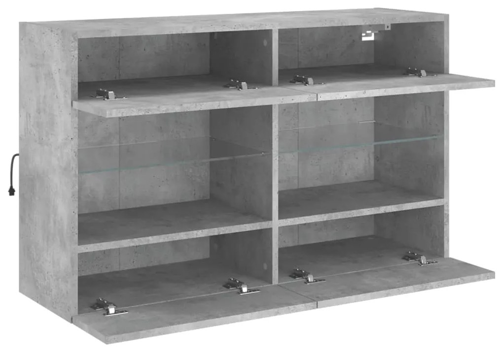 Móvel parede p/ TV c/ luzes LED 98,5x30x60,5 cm cinza cimento