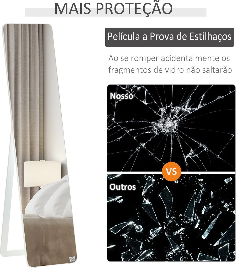 Espelho de Pé de Corpo Inteiro Retangular Espelho de Parede com 2 Form