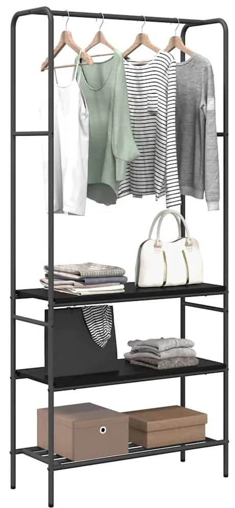 Suporte para Roupas com Prateleiras Carvalho preto