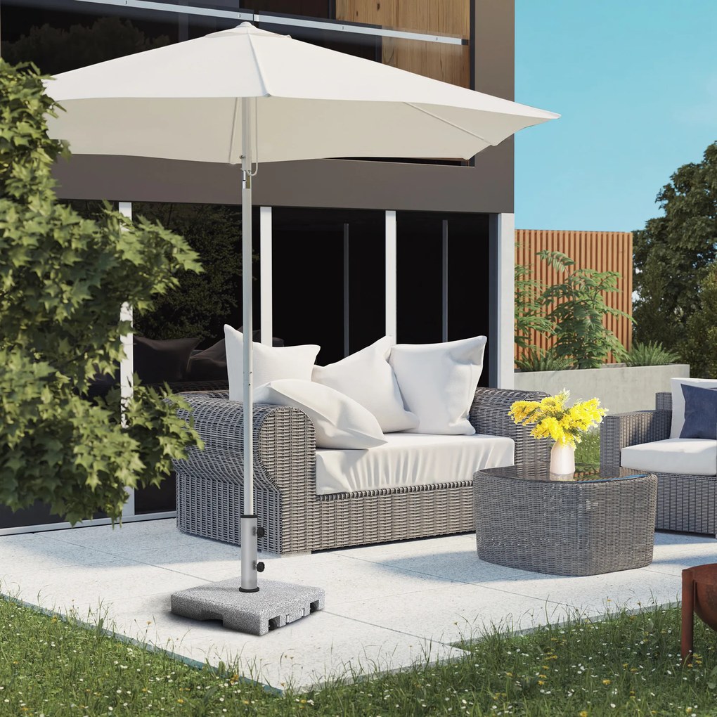 Base para guarda-sol (NÃO INLCLUIDO) em granito 41 C x 41 L x 37,5 A cm base de lastro com peso líquido de 28 kg em metal, com 2 rodas cinzento