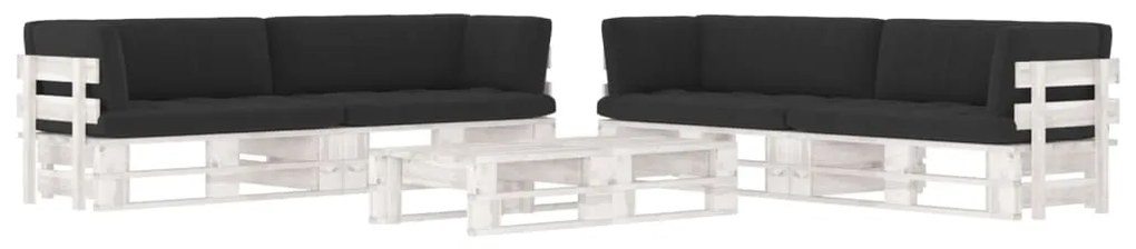 vidaXL 6 pcs conj. lounge paletes + almofadões pinho impregnado branco