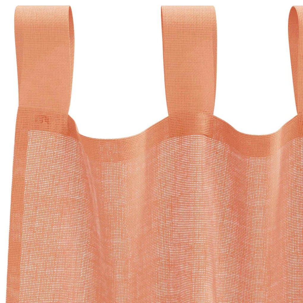 Cortinas de voile com laços 2 pcs terracota 140x260 cm