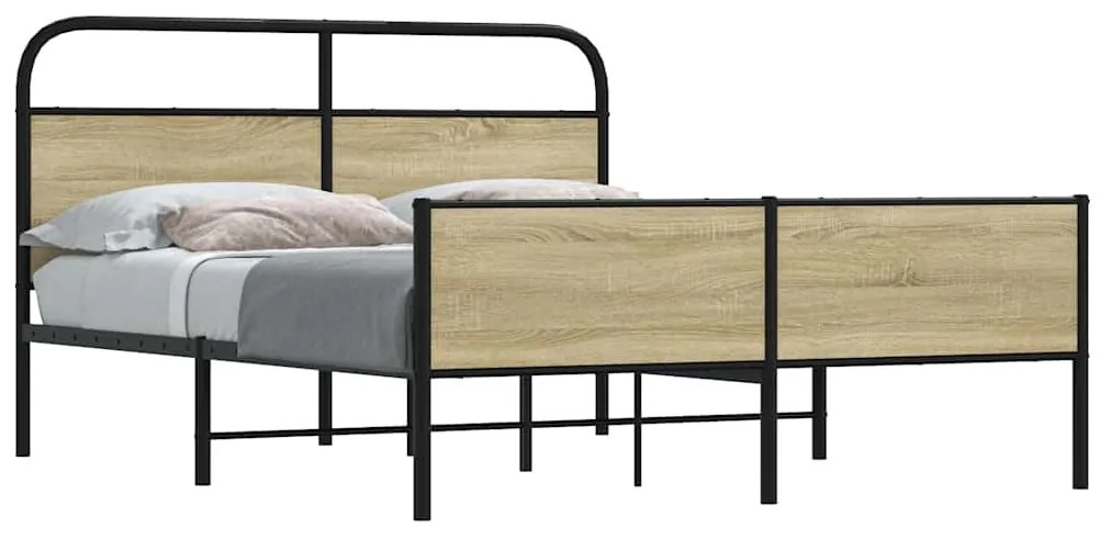 Estrutura de cama sem colchão 160x200cm metal carvalho sonoma