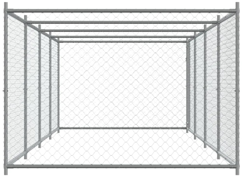 Jaula para cão com porta 8x2x1,5 m aço galvanizado cinzento