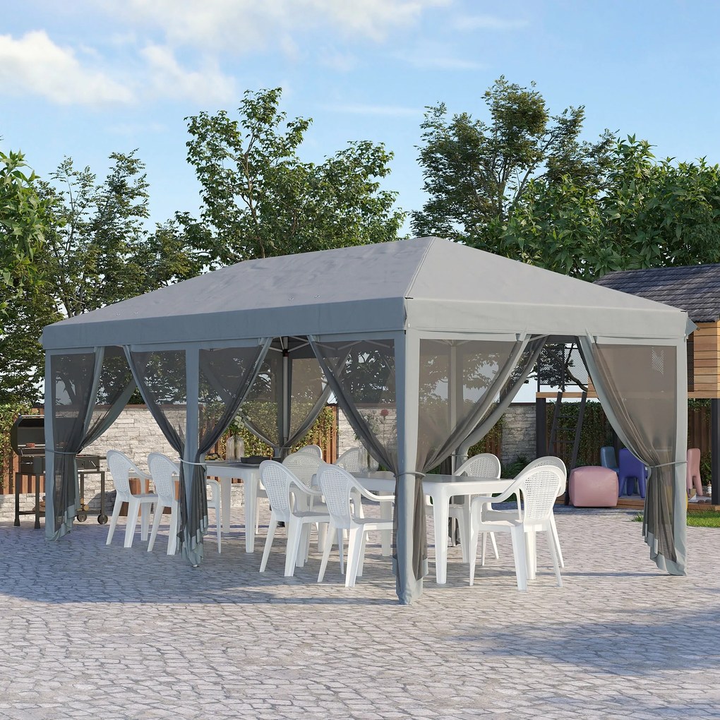 Tenda Dobrável 585x295x270 cm Tenda de Jardim com 6 Mosquiteiros Bolsa
