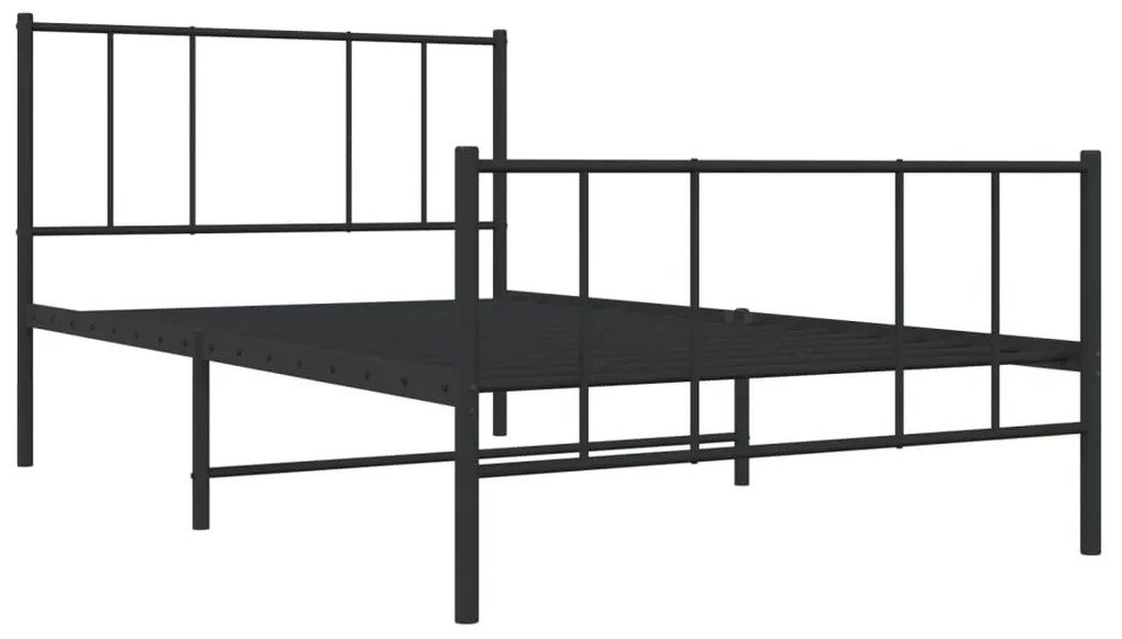 Estrutura de cama com cabeceira e pés 90x200 cm metal preto