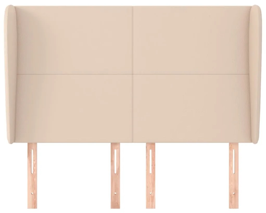 Cabeceira cama c/ abas couro artif. 147x23x118/128cm cappuccino